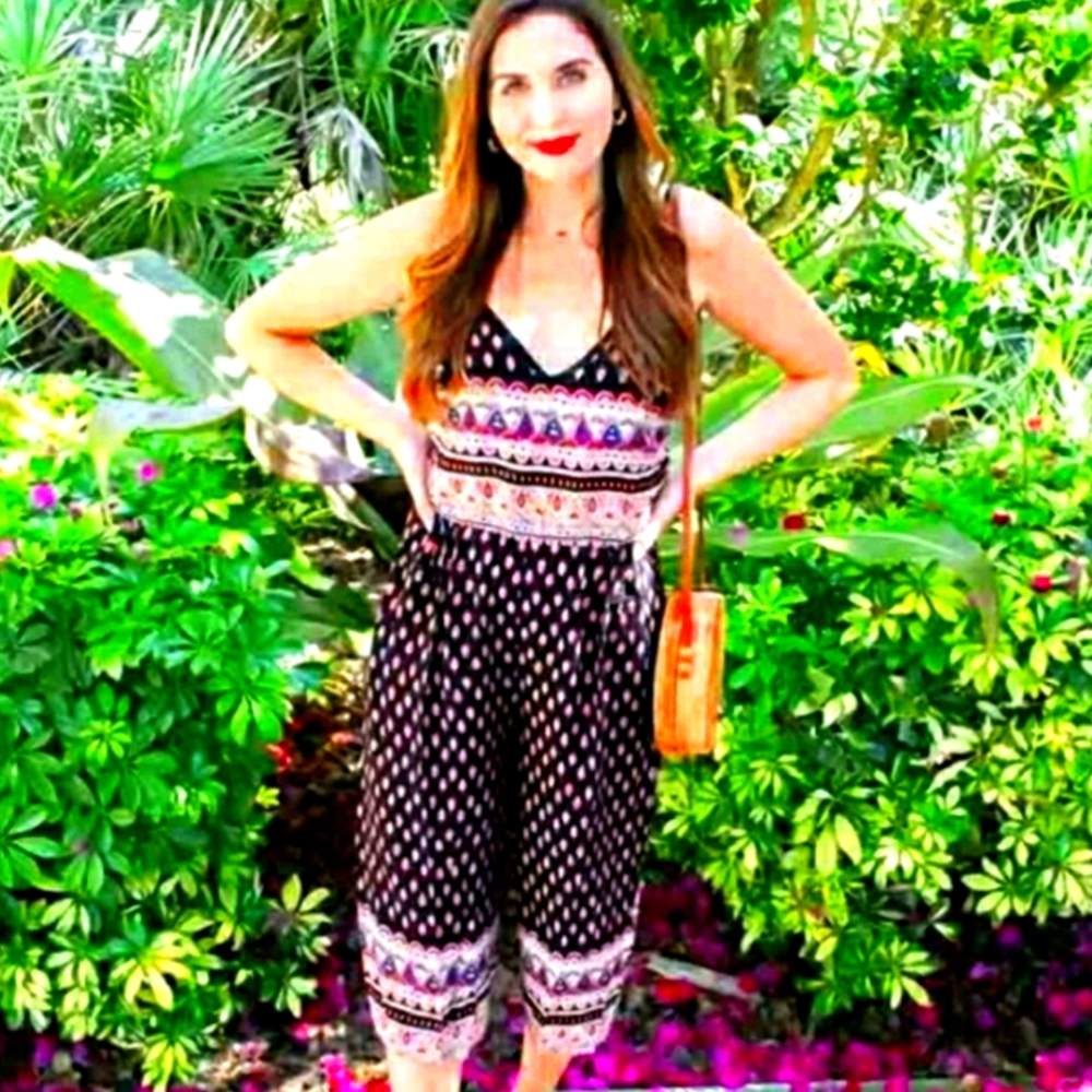 Ganji LA printed jumpsuit black and red Small